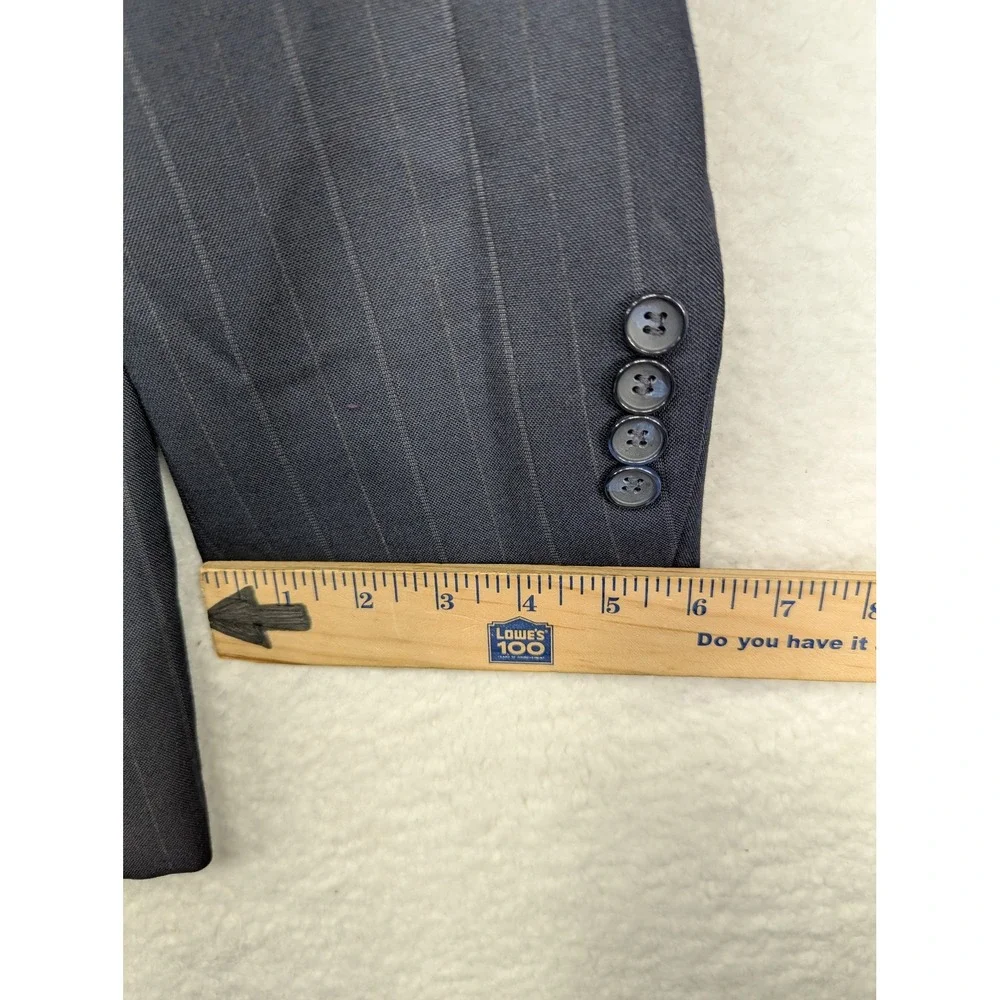 Stafford Mens 46R W42 Pinstripe Wool Blend Sport Coat Blazer Navy‎ Blue